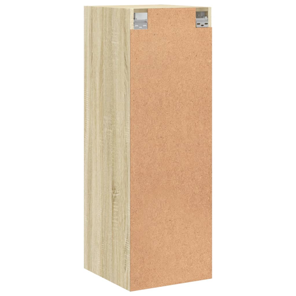 Wandkast met glazen deuren 35x37x100 cm sonoma eikenkleurig is nu te koop bij PeponiXL, paradijselijk wonen!