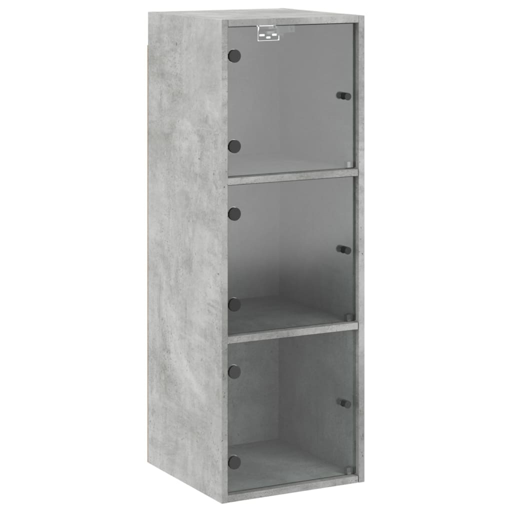 Wandkast met glazen deuren 35x37x100 cm betongrijs is nu te koop bij PeponiXL, paradijselijk wonen!