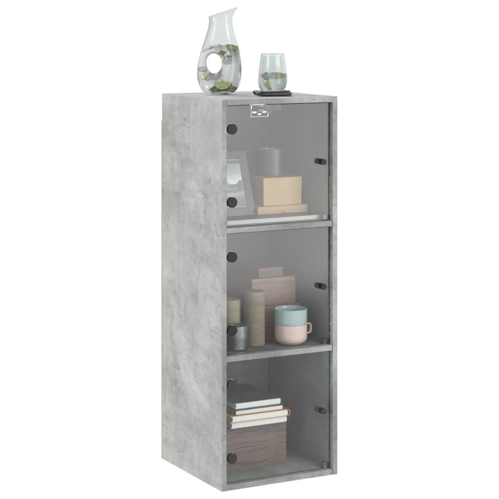 Wandkast met glazen deuren 35x37x100 cm betongrijs is nu te koop bij PeponiXL, paradijselijk wonen!