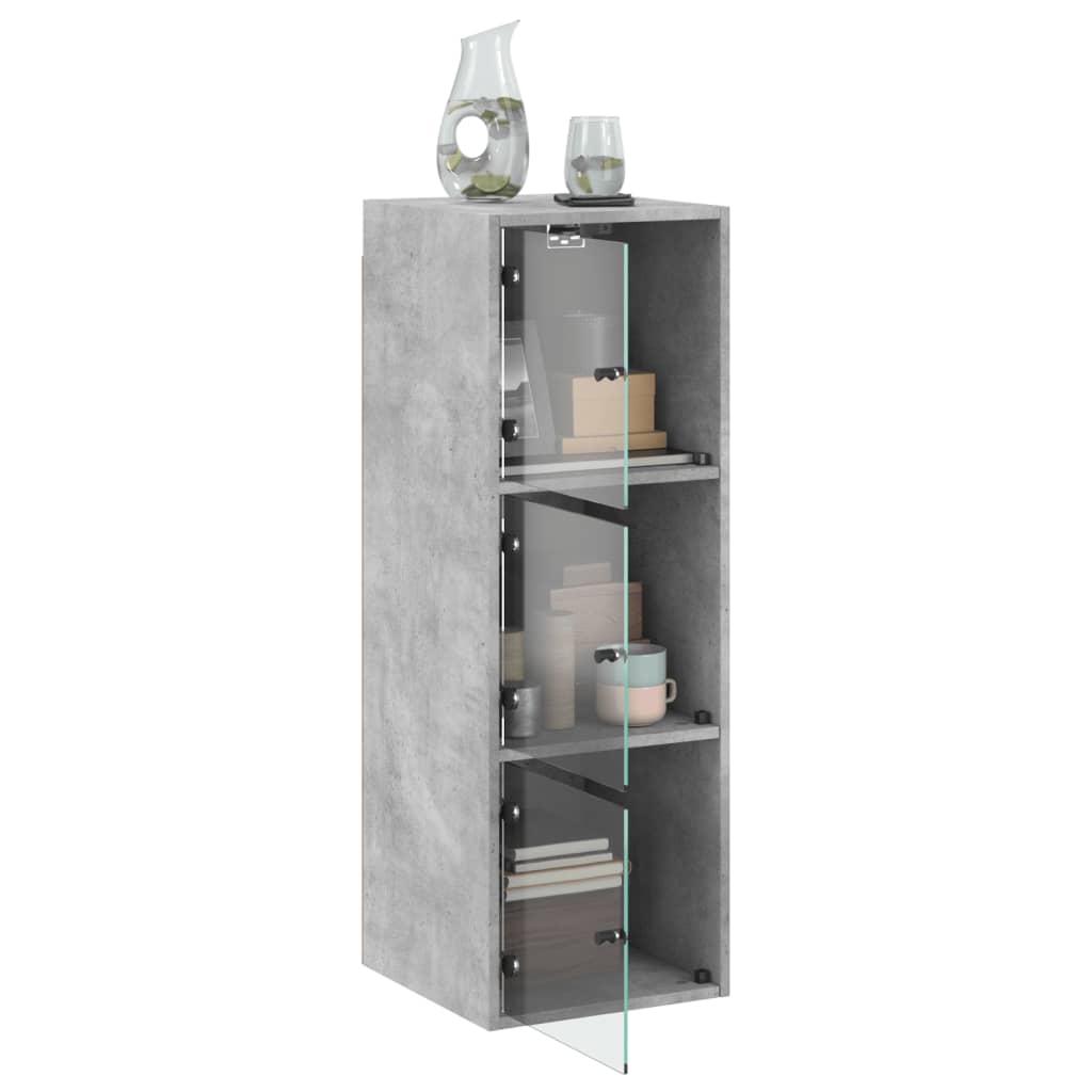 Wandkast met glazen deuren 35x37x100 cm betongrijs is nu te koop bij PeponiXL, paradijselijk wonen!