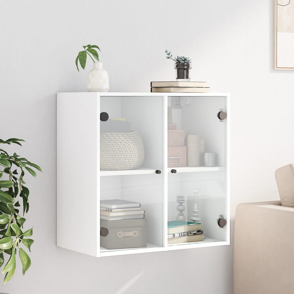 Wandkast met glazen deuren 68x37x68,5 cm wit is nu te koop bij PeponiXL, paradijselijk wonen!