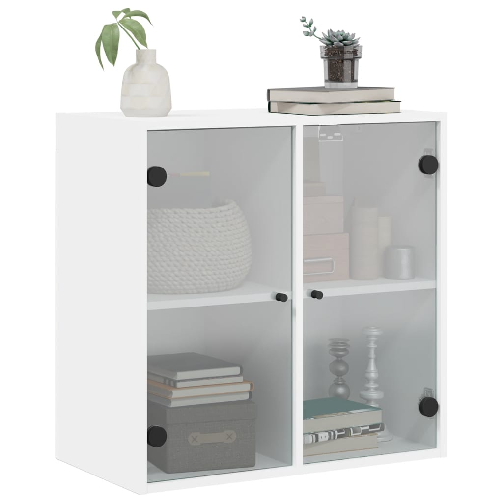 Wandkast met glazen deuren 68x37x68,5 cm wit is nu te koop bij PeponiXL, paradijselijk wonen!