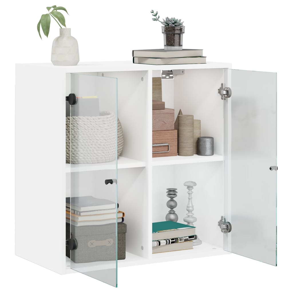 Wandkast met glazen deuren 68x37x68,5 cm wit is nu te koop bij PeponiXL, paradijselijk wonen!