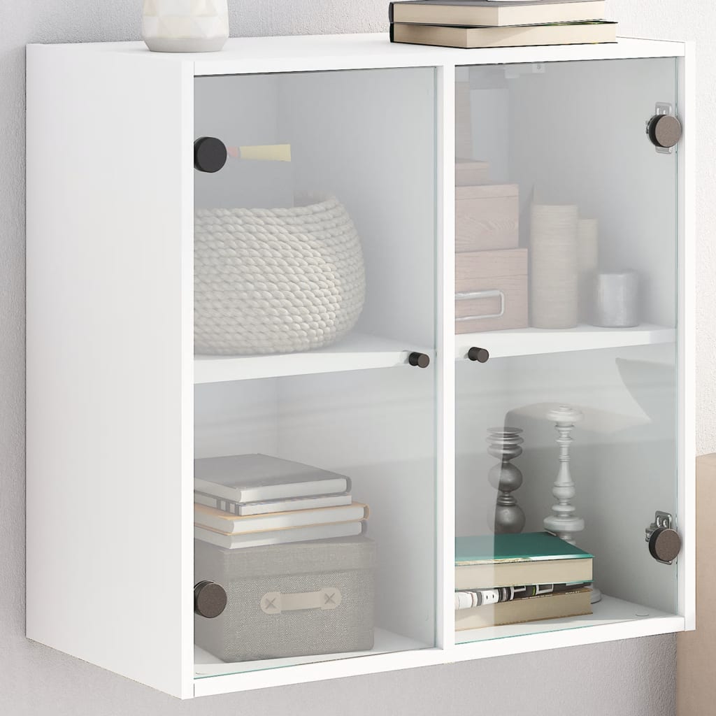 Wandkast met glazen deuren 68x37x68,5 cm wit is nu te koop bij PeponiXL, paradijselijk wonen!