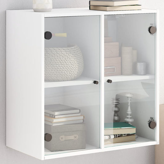 Wandkast met glazen deuren 68x37x68,5 cm wit is nu te koop bij PeponiXL, paradijselijk wonen!