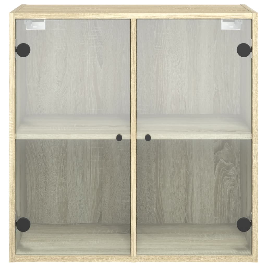 Wandkast met glazen deuren 68x37x68,5 cm sonoma eikenkleurig is nu te koop bij PeponiXL, paradijselijk wonen!