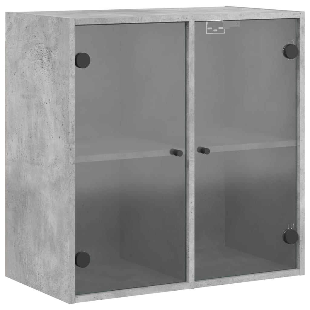 Wandkast met glazen deuren 68x37x68,5 cm betongrijs is nu te koop bij PeponiXL, paradijselijk wonen!