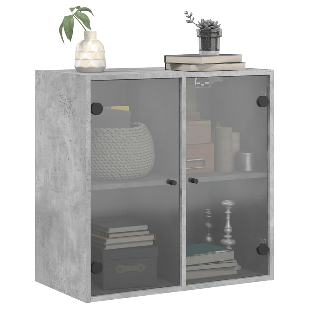 Wandkast met glazen deuren 68x37x68,5 cm betongrijs is nu te koop bij PeponiXL, paradijselijk wonen!