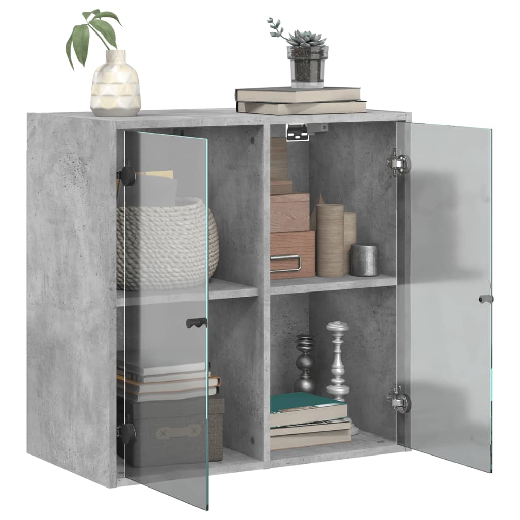 Wandkast met glazen deuren 68x37x68,5 cm betongrijs is nu te koop bij PeponiXL, paradijselijk wonen!