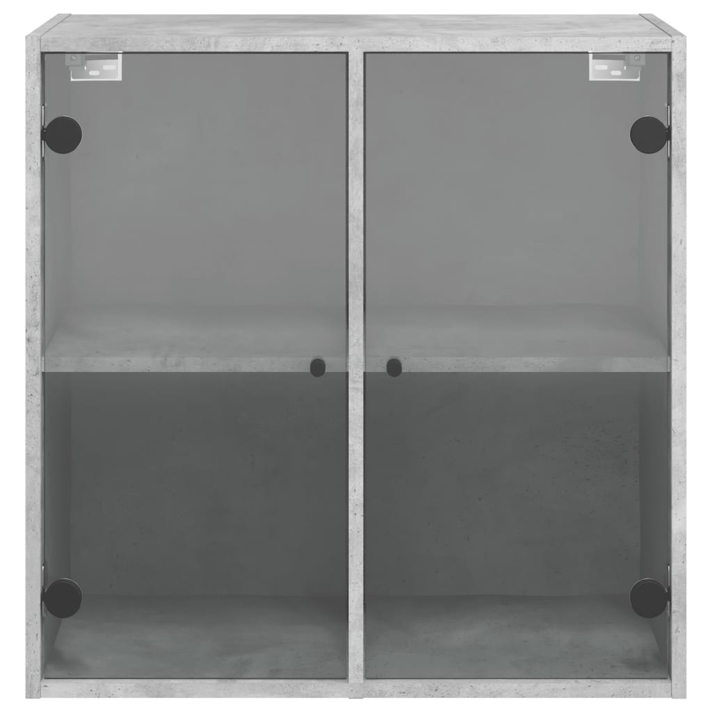 Wandkast met glazen deuren 68x37x68,5 cm betongrijs is nu te koop bij PeponiXL, paradijselijk wonen!