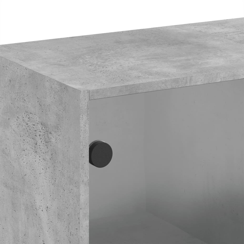 Wandkast met glazen deuren 68x37x68,5 cm betongrijs is nu te koop bij PeponiXL, paradijselijk wonen!