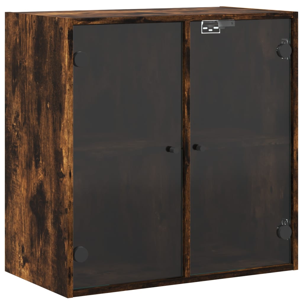 Wandkast met glazen deuren 68x37x68,5 cm gerookt eikenkleurig is nu te koop bij PeponiXL, paradijselijk wonen!