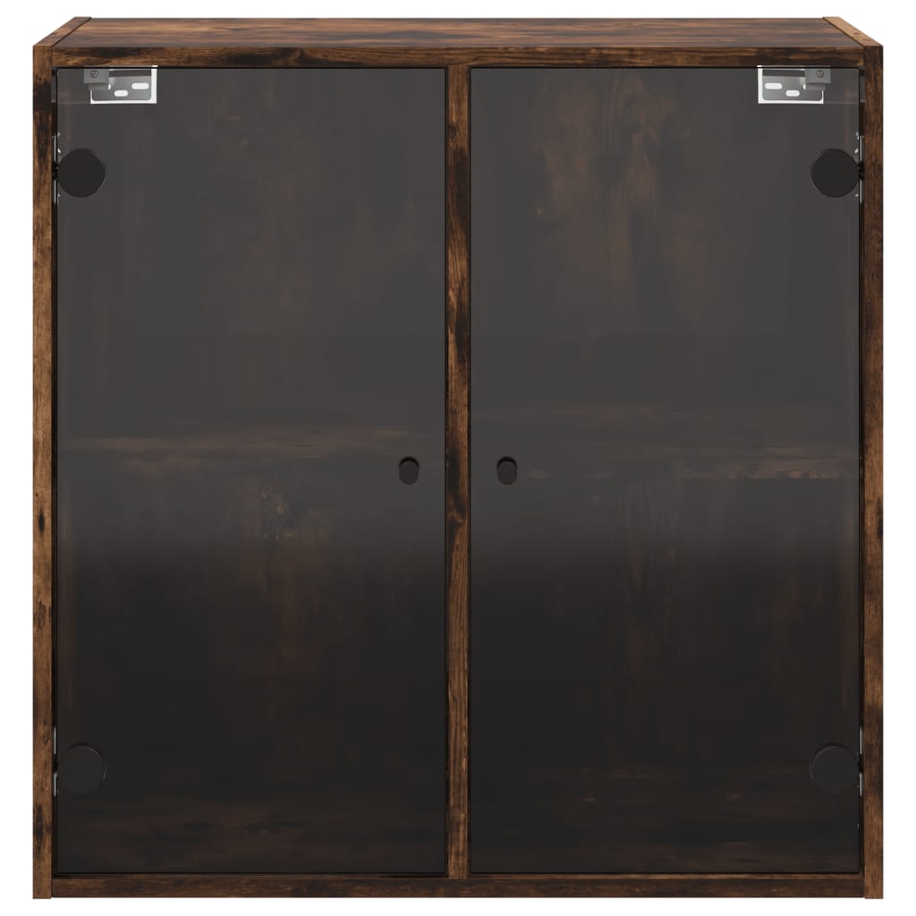 Wandkast met glazen deuren 68x37x68,5 cm gerookt eikenkleurig is nu te koop bij PeponiXL, paradijselijk wonen!