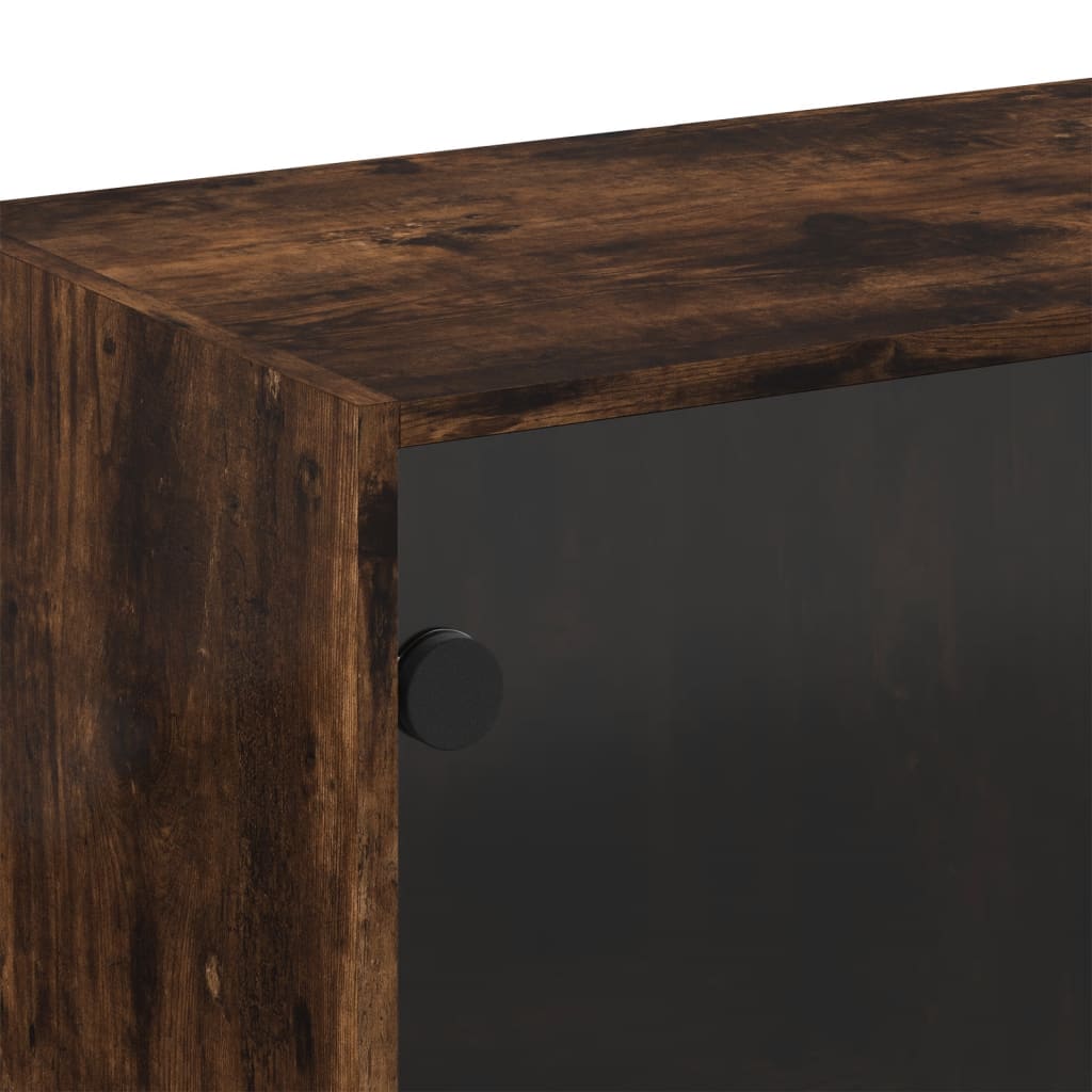 Wandkast met glazen deuren 68x37x68,5 cm gerookt eikenkleurig is nu te koop bij PeponiXL, paradijselijk wonen!