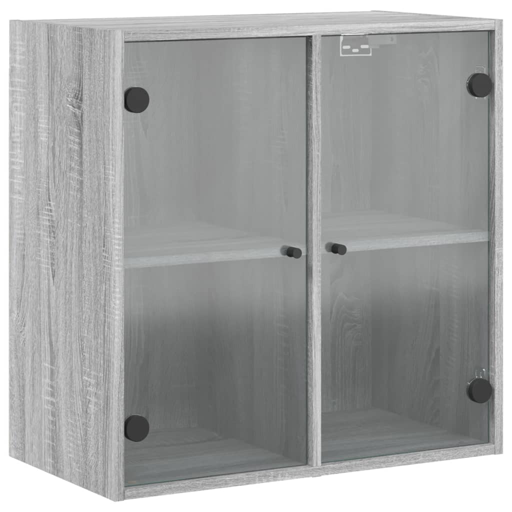 Wandkast met glazen deuren 68x37x68,5 cm grijs sonoma eiken is nu te koop bij PeponiXL, paradijselijk wonen!