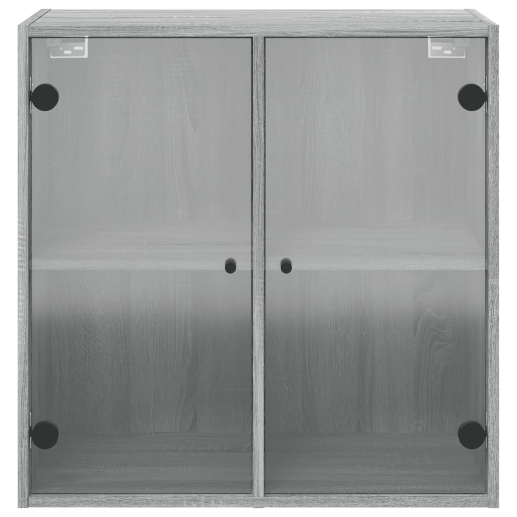 Wandkast met glazen deuren 68x37x68,5 cm grijs sonoma eiken is nu te koop bij PeponiXL, paradijselijk wonen!