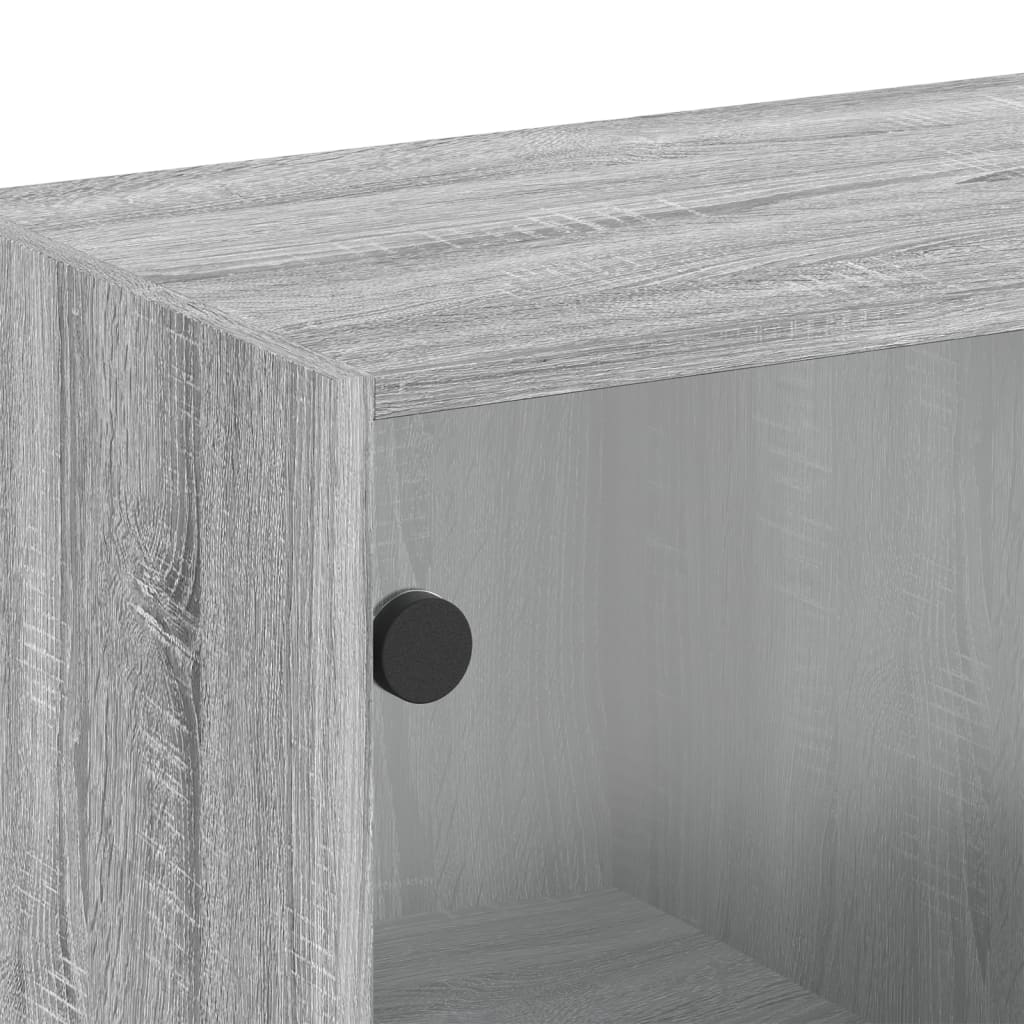 Wandkast met glazen deuren 68x37x68,5 cm grijs sonoma eiken is nu te koop bij PeponiXL, paradijselijk wonen!
