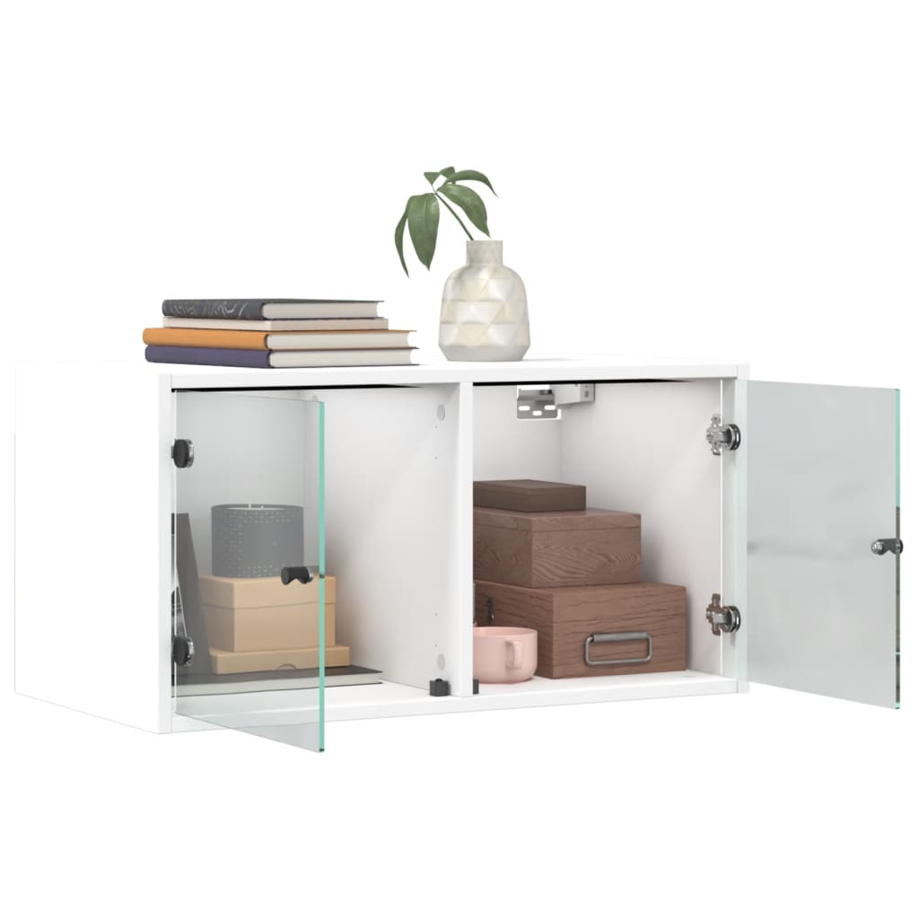 Wandkast met glazen deuren 68,5x37x35 cm wit is nu te koop bij PeponiXL, paradijselijk wonen!