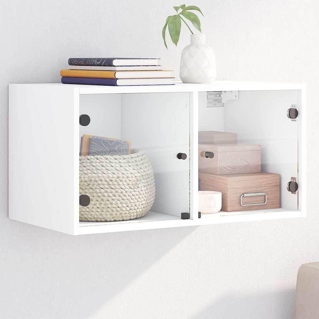 Wandkast met glazen deuren 68,5x37x35 cm wit is nu te koop bij PeponiXL, paradijselijk wonen!