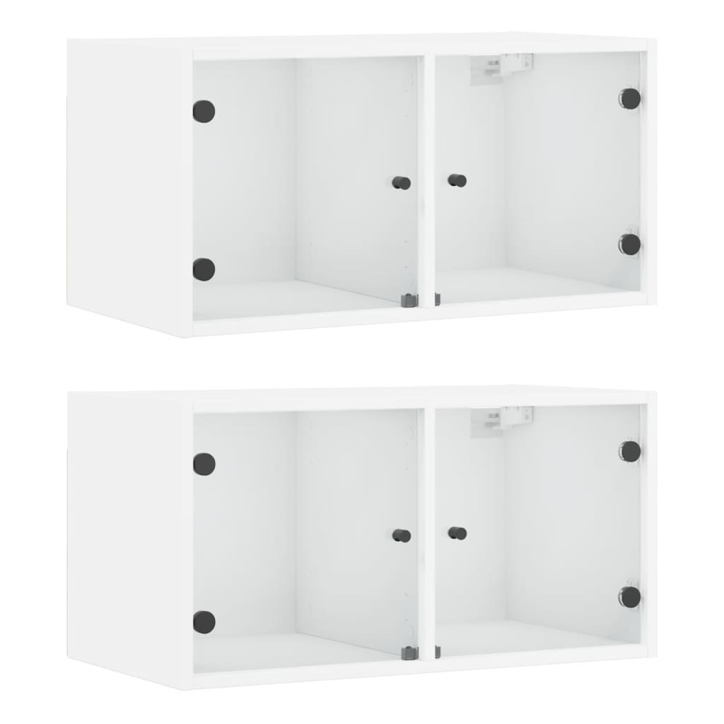 Wandkasten met glazen deuren 2 st 68,5x37x35 cm wit is nu te koop bij PeponiXL, paradijselijk wonen!