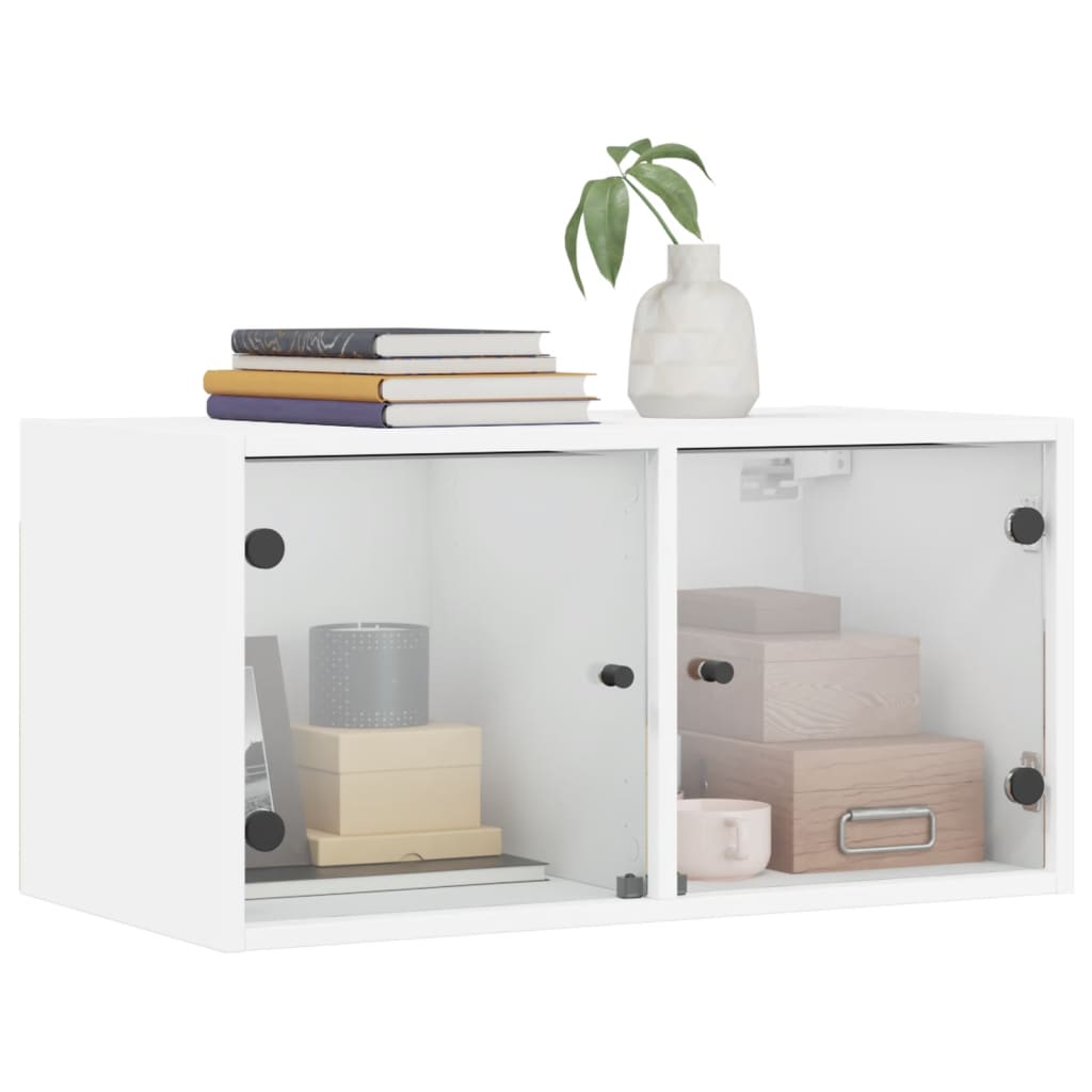 Wandkasten met glazen deuren 2 st 68,5x37x35 cm wit is nu te koop bij PeponiXL, paradijselijk wonen!