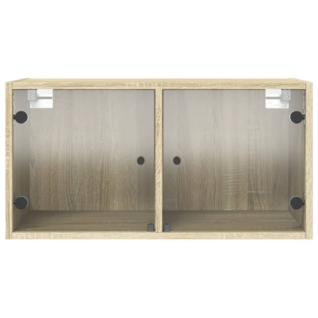 Wandkast met glazen deuren 68,5x37x35 cm sonoma eikenkleurig is nu te koop bij PeponiXL, paradijselijk wonen!