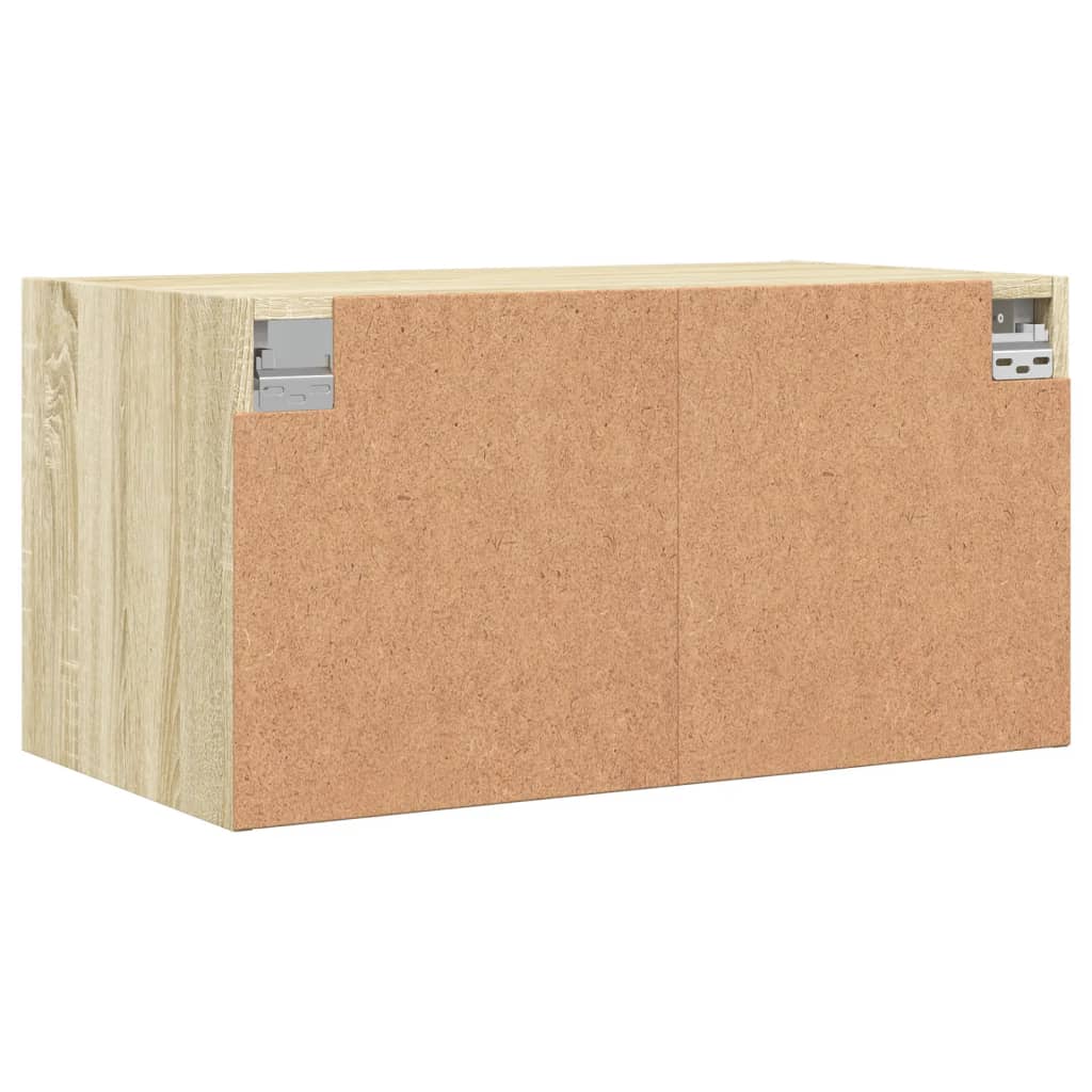 Wandkast met glazen deuren 68,5x37x35 cm sonoma eikenkleurig is nu te koop bij PeponiXL, paradijselijk wonen!