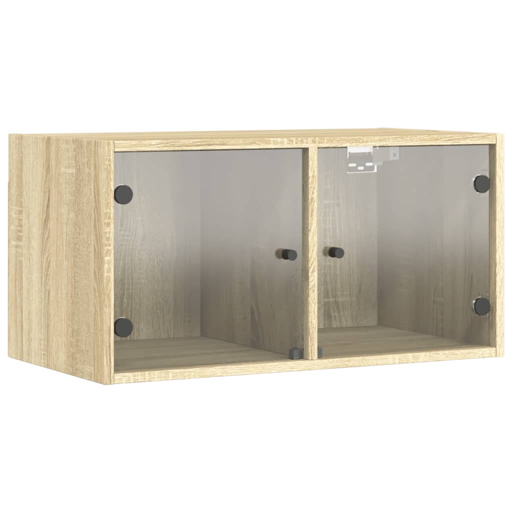 Wandkasten met glazen deuren 2 st 68,5x37x35 cm sonoma eiken is nu te koop bij PeponiXL, paradijselijk wonen!