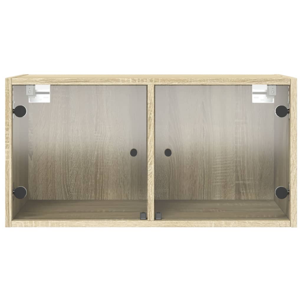 Wandkasten met glazen deuren 2 st 68,5x37x35 cm sonoma eiken is nu te koop bij PeponiXL, paradijselijk wonen!