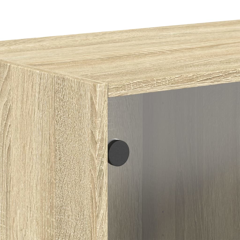Wandkasten met glazen deuren 2 st 68,5x37x35 cm sonoma eiken is nu te koop bij PeponiXL, paradijselijk wonen!
