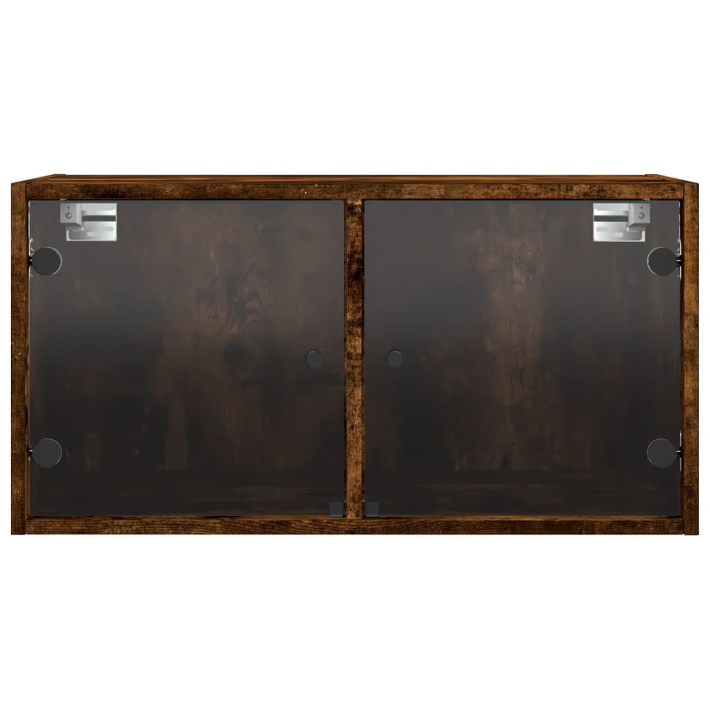 Wandkasten met glazen deuren 2 st 68,5x37x35 cm gerookt eiken is nu te koop bij PeponiXL, paradijselijk wonen!