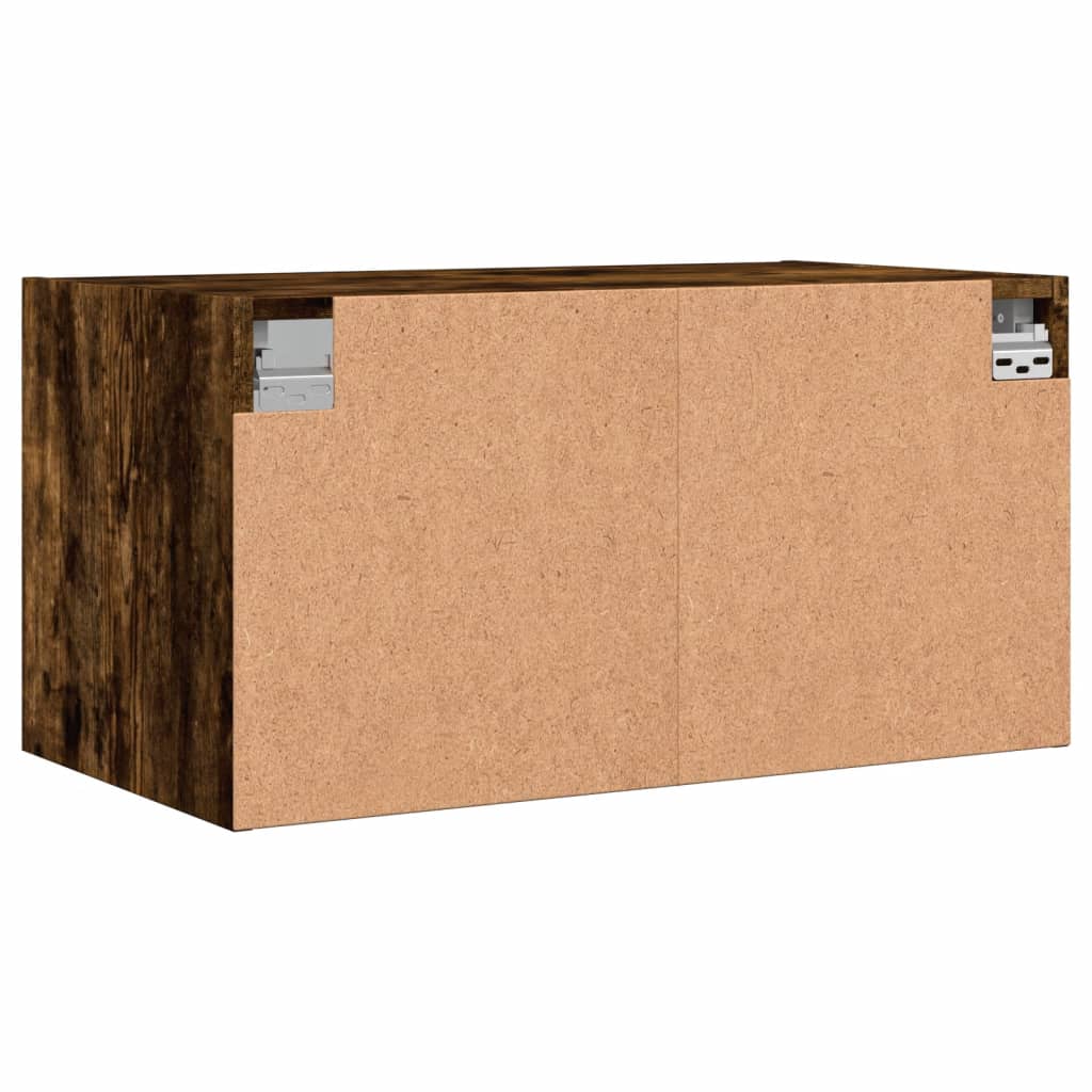 Wandkasten met glazen deuren 2 st 68,5x37x35 cm gerookt eiken is nu te koop bij PeponiXL, paradijselijk wonen!