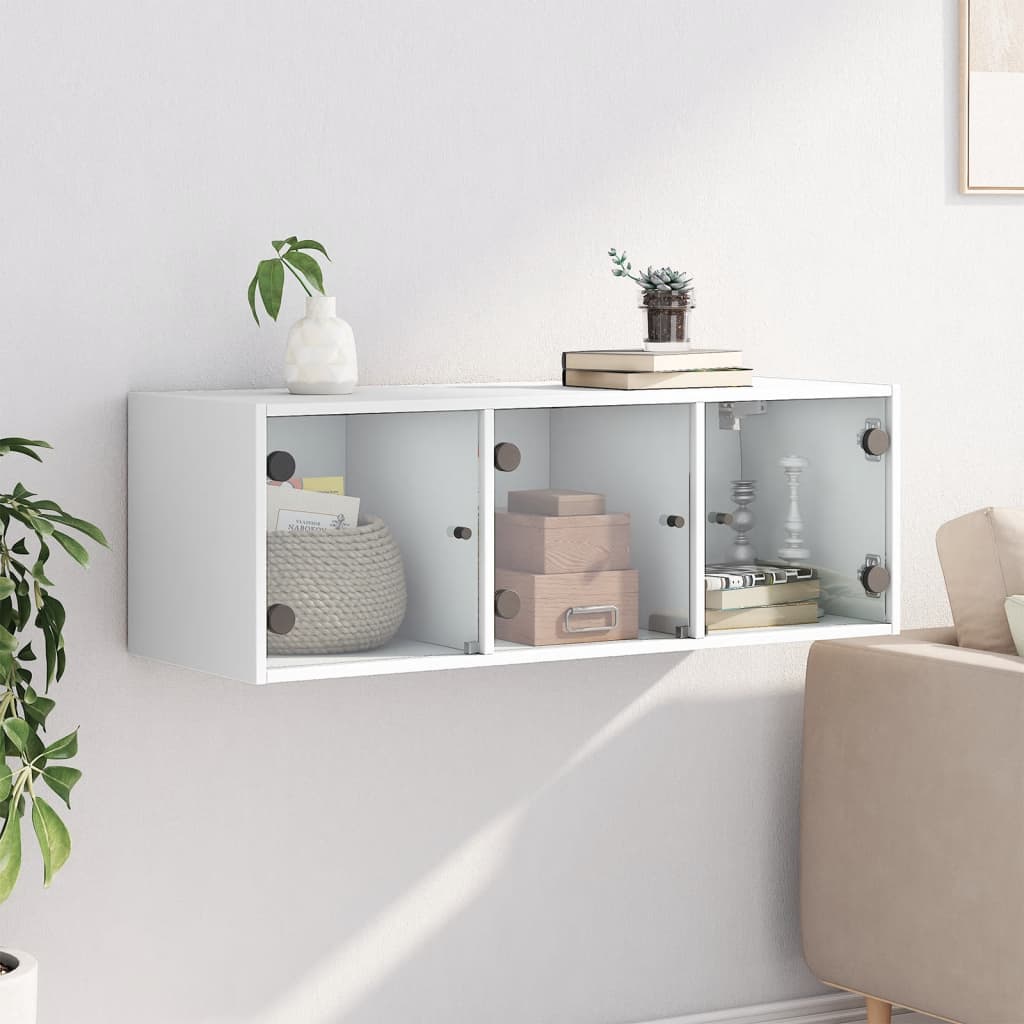 Wandkast met glazen deuren 102x37x35 cm wit is nu te koop bij PeponiXL, paradijselijk wonen!