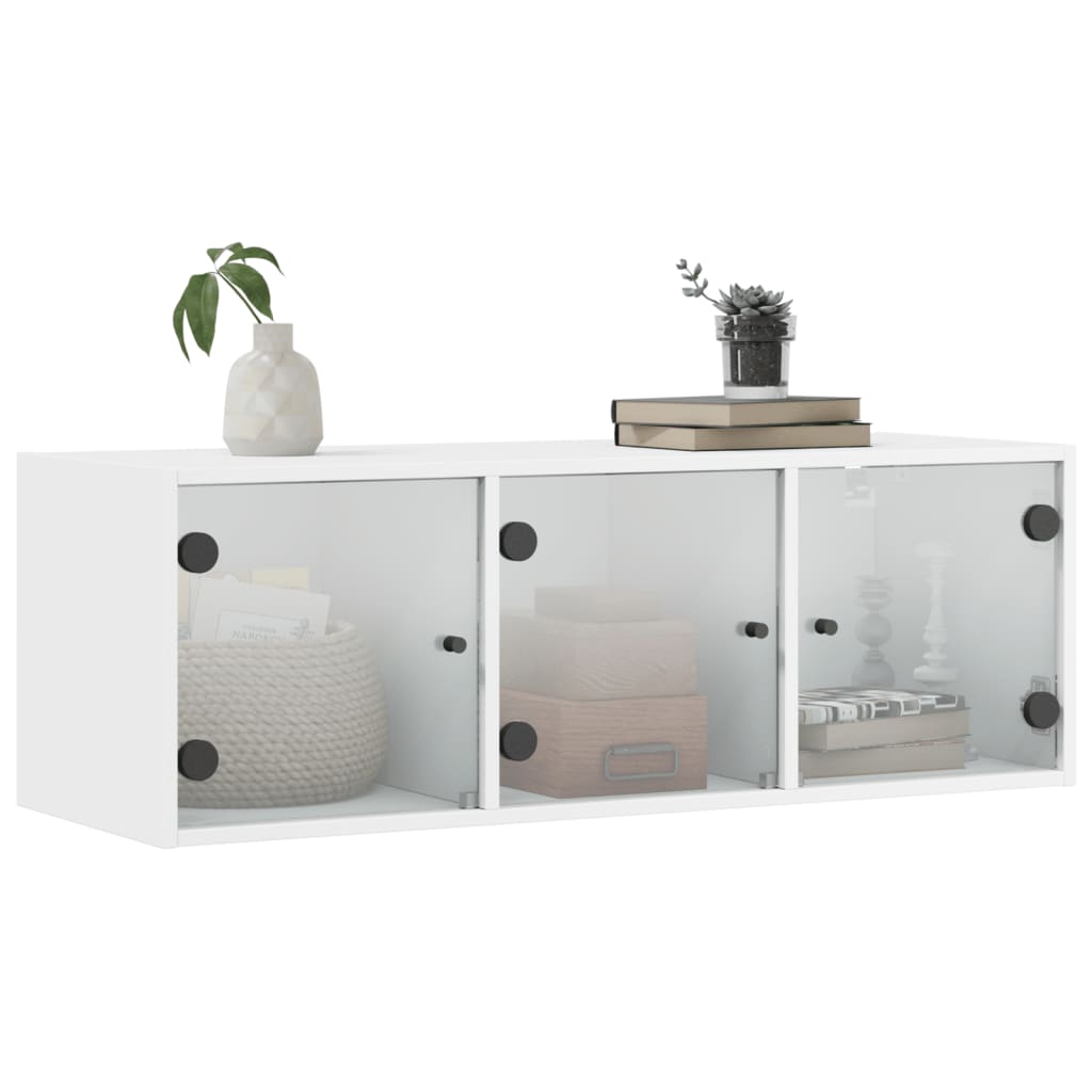 Wandkast met glazen deuren 102x37x35 cm wit is nu te koop bij PeponiXL, paradijselijk wonen!