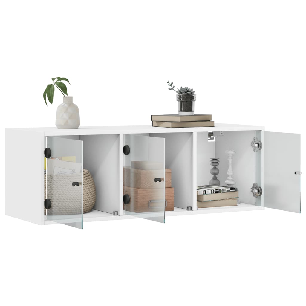 Wandkast met glazen deuren 102x37x35 cm wit is nu te koop bij PeponiXL, paradijselijk wonen!