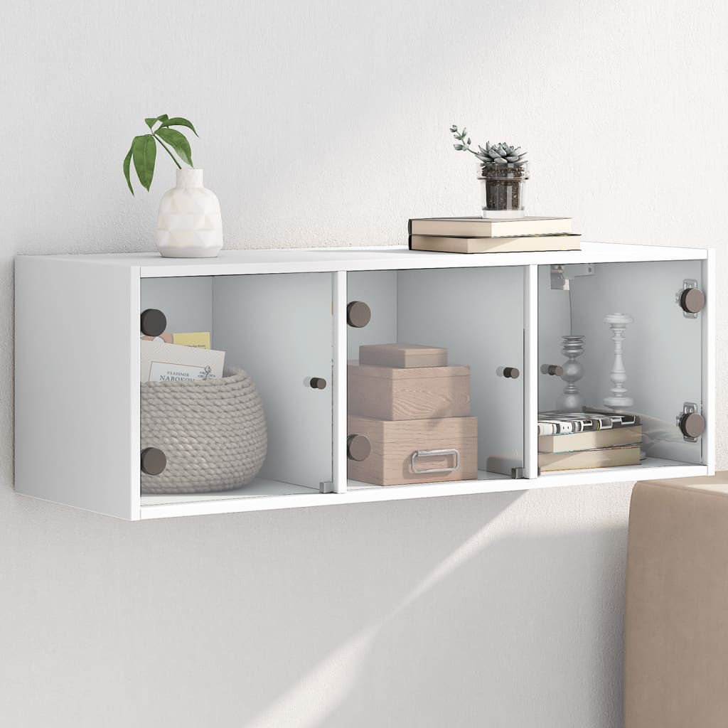 Wandkast met glazen deuren 102x37x35 cm wit is nu te koop bij PeponiXL, paradijselijk wonen!