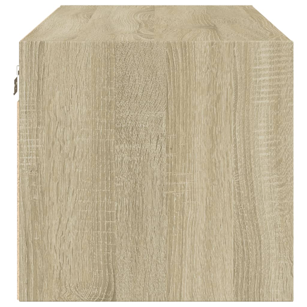 Wandkast met glazen deuren 102x37x35 cm sonoma eikenkleurig is nu te koop bij PeponiXL, paradijselijk wonen!