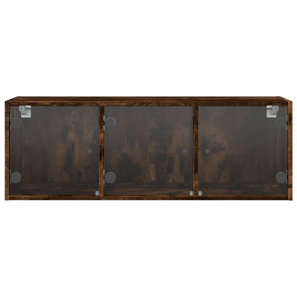 Wandkast met glazen deuren 102x37x35 cm gerookt eikenkleurig is nu te koop bij PeponiXL, paradijselijk wonen!