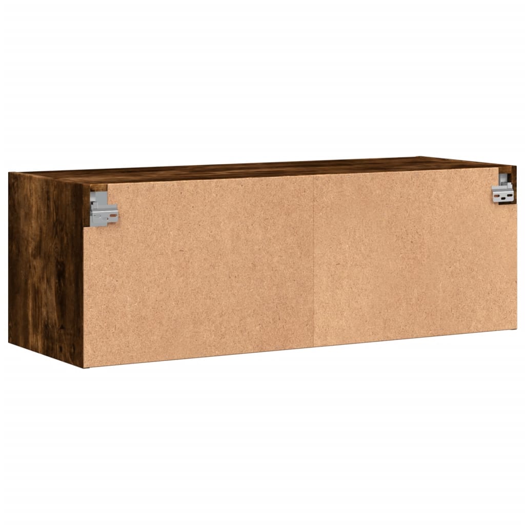 Wandkast met glazen deuren 102x37x35 cm gerookt eikenkleurig is nu te koop bij PeponiXL, paradijselijk wonen!
