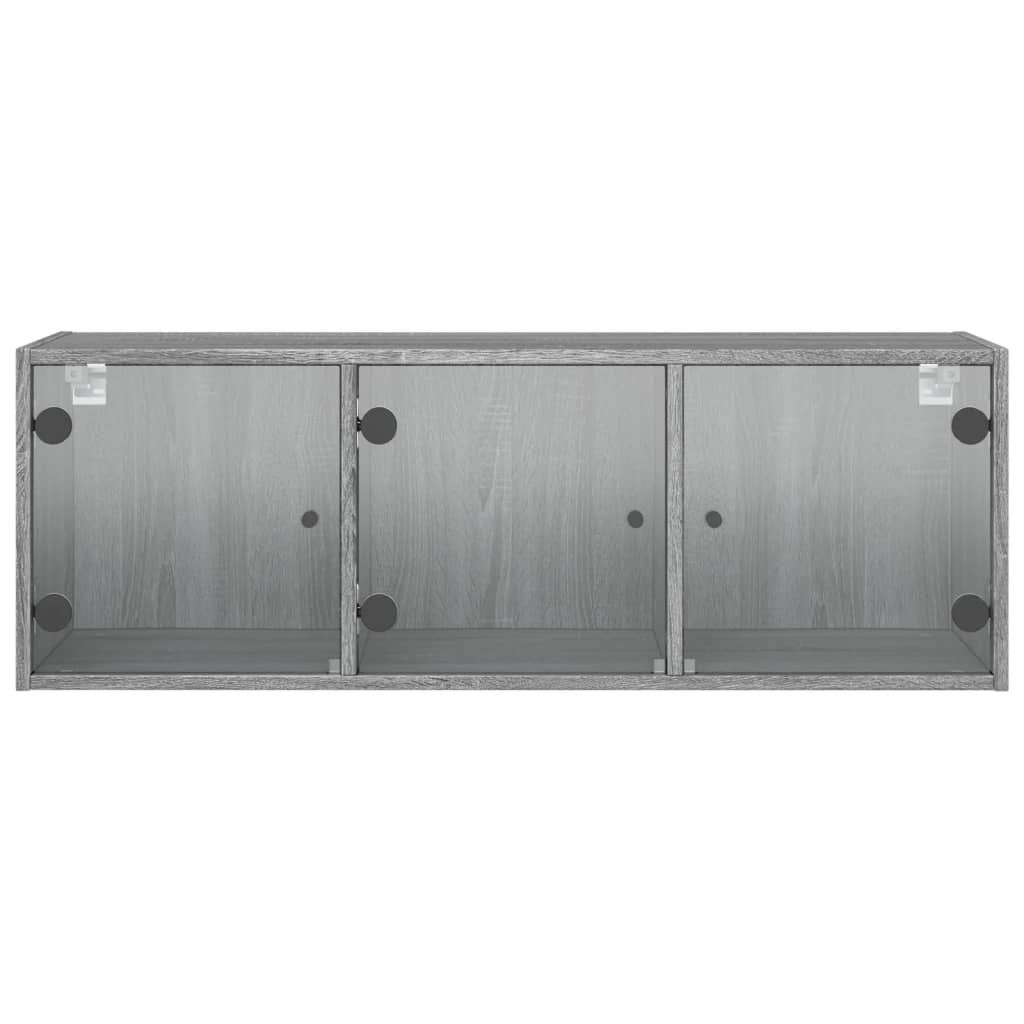 Wandkast met glazen deuren 102x37x35 cm grijs sonoma eiken is nu te koop bij PeponiXL, paradijselijk wonen!