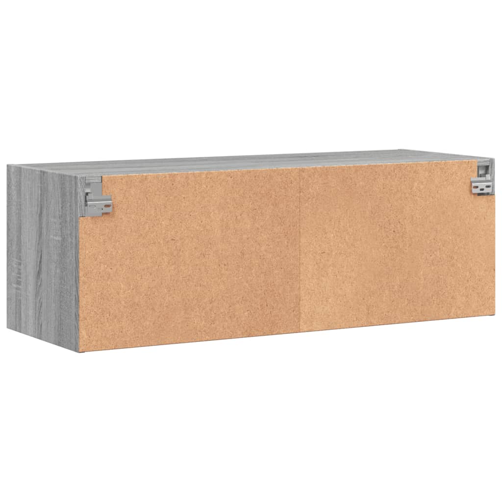 Wandkast met glazen deuren 102x37x35 cm grijs sonoma eiken is nu te koop bij PeponiXL, paradijselijk wonen!