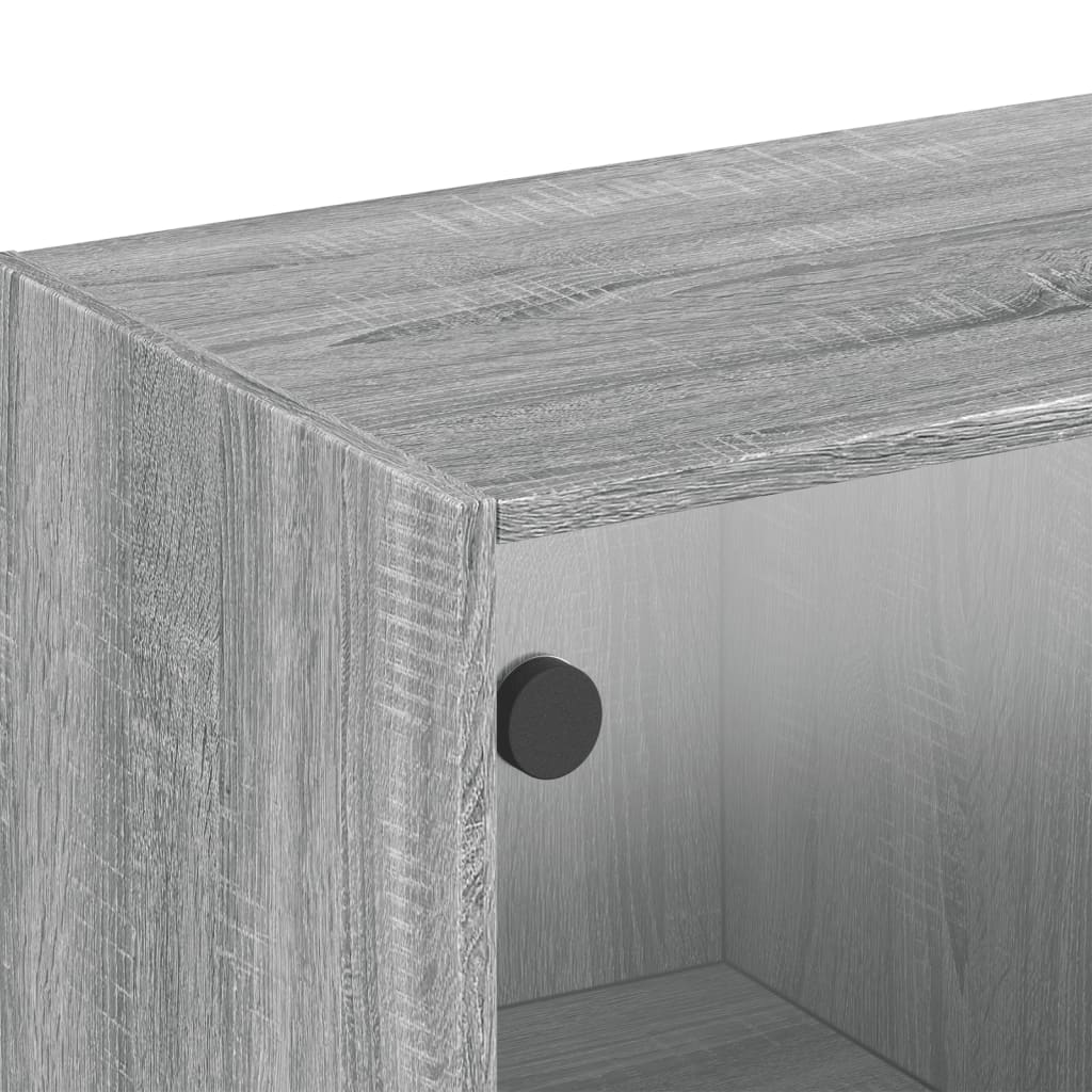 Wandkast met glazen deuren 102x37x35 cm grijs sonoma eiken is nu te koop bij PeponiXL, paradijselijk wonen!