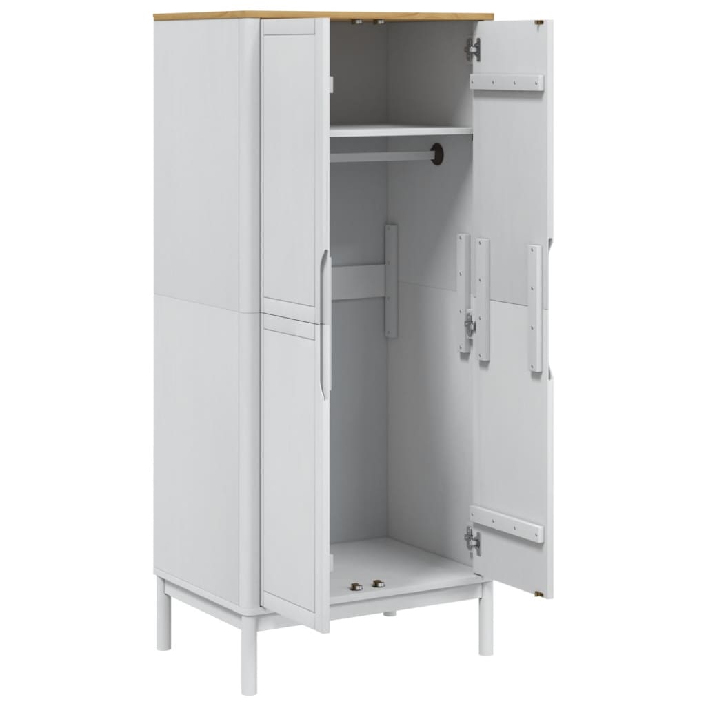 Kledingkast FLORO 77x53x171 cm massief grenenhout wit is nu te koop bij PeponiXL, paradijselijk wonen!