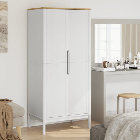 Kledingkast FLORO 77x53x171 cm massief grenenhout wit is nu te koop bij PeponiXL, paradijselijk wonen!