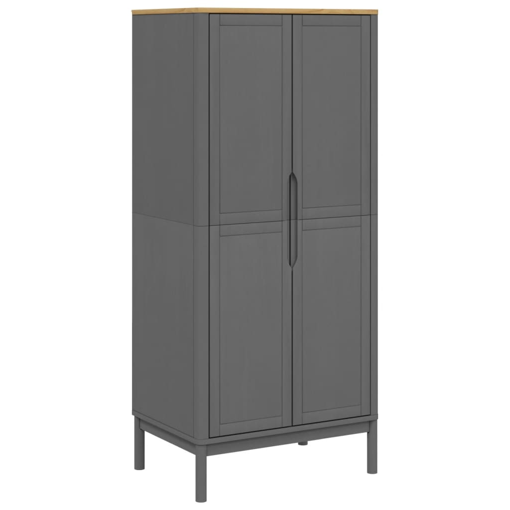 Kledingkast FLORO 77x53x171 cm massief grenenhout grijs is nu te koop bij PeponiXL, paradijselijk wonen!