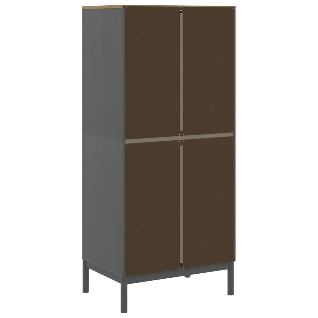 Kledingkast FLORO 77x53x171 cm massief grenenhout grijs is nu te koop bij PeponiXL, paradijselijk wonen!