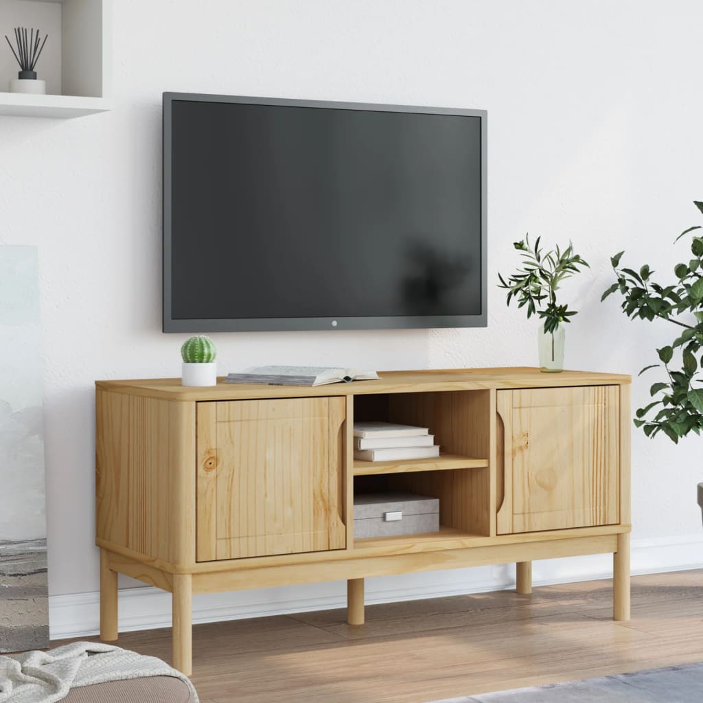 Tv-meubel FLORO 114x43x55 cm massief grenenhout wasbruin is nu te koop bij PeponiXL, paradijselijk wonen!