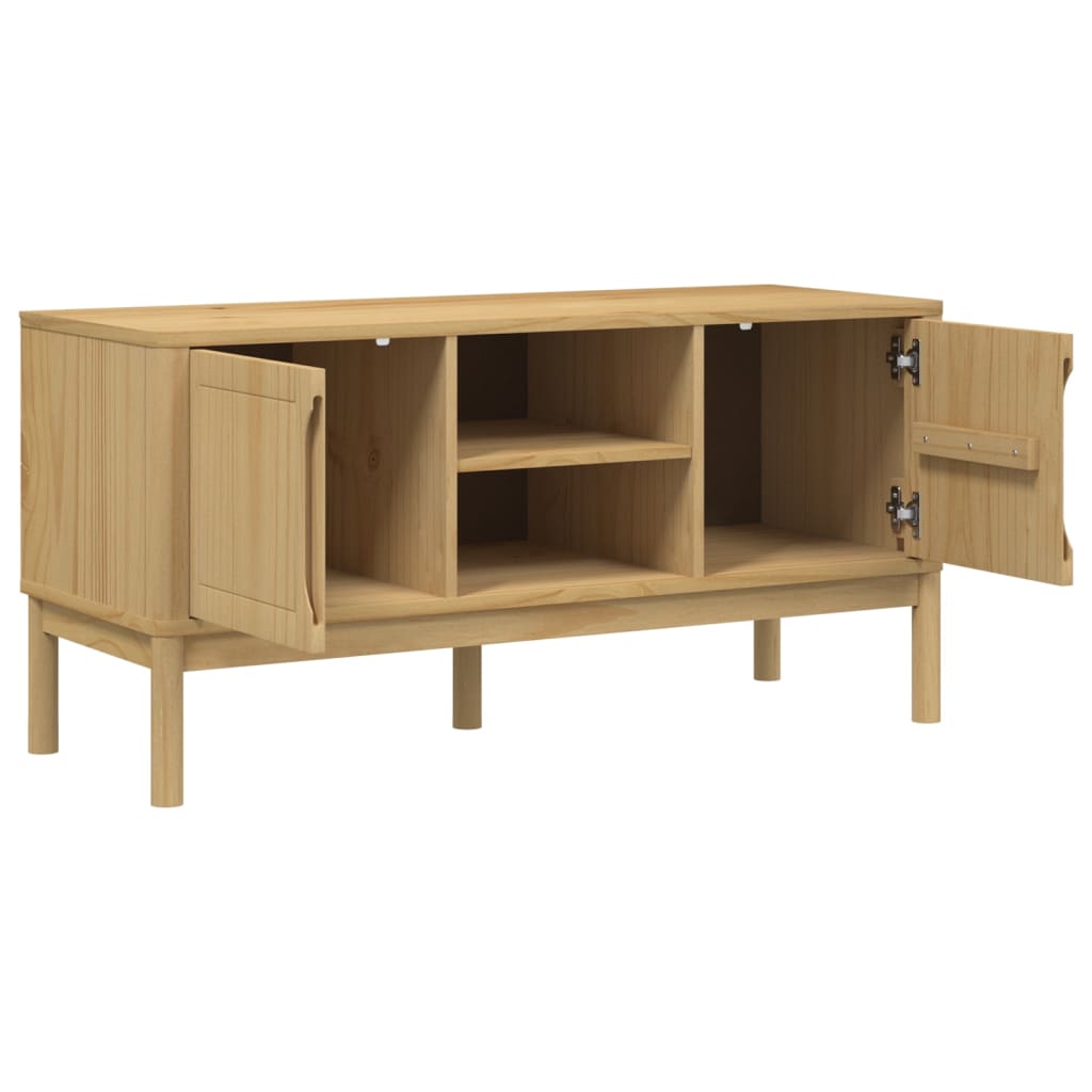 Tv-meubel FLORO 114x43x55 cm massief grenenhout wasbruin is nu te koop bij PeponiXL, paradijselijk wonen!