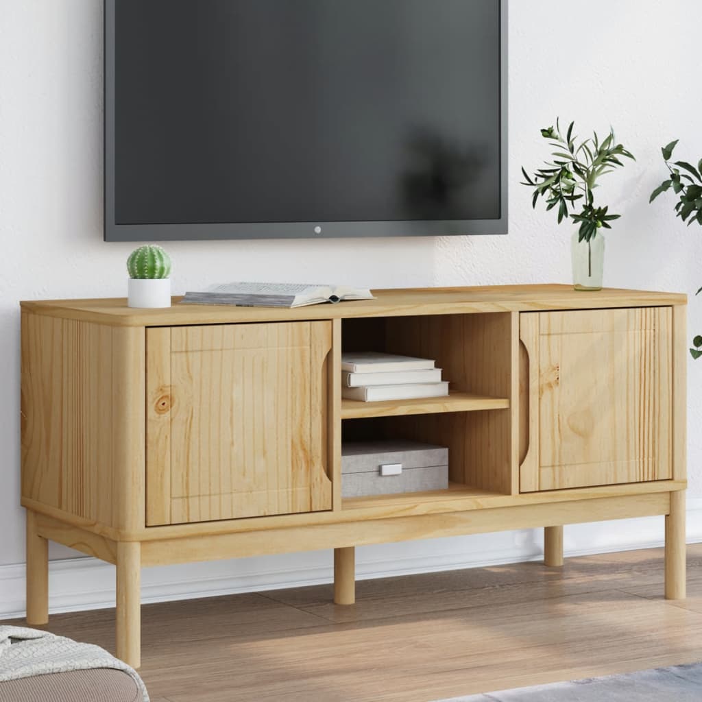 Tv-meubel FLORO 114x43x55 cm massief grenenhout wasbruin is nu te koop bij PeponiXL, paradijselijk wonen!