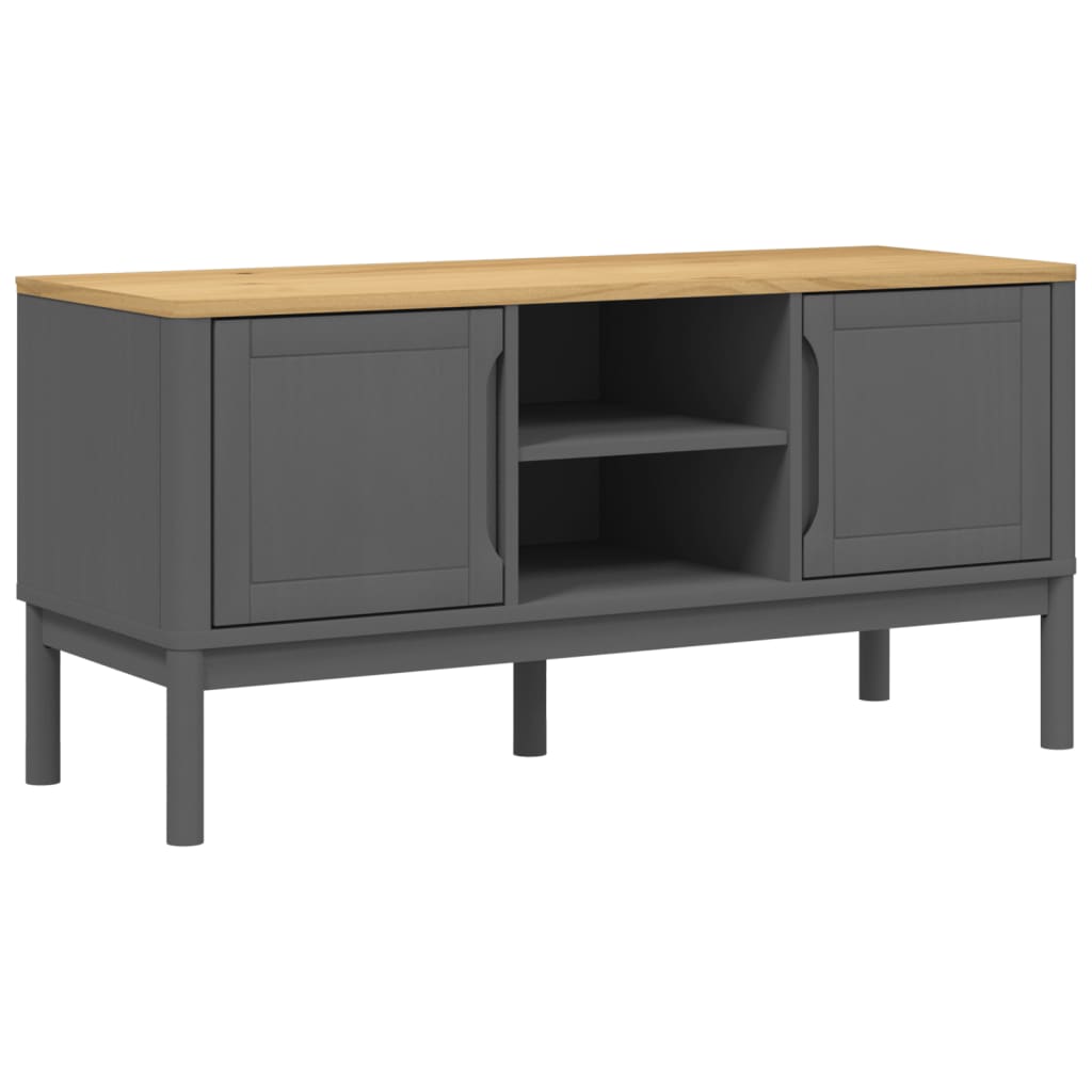 Tv-meubel FLORO 114x43x55 cm massief grenenhout grijs is nu te koop bij PeponiXL, paradijselijk wonen!